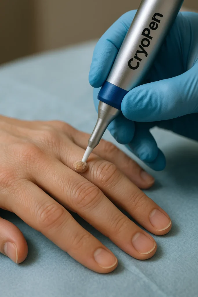 example of cryopen wart removal Upper Edmonton treatment on a persons finger