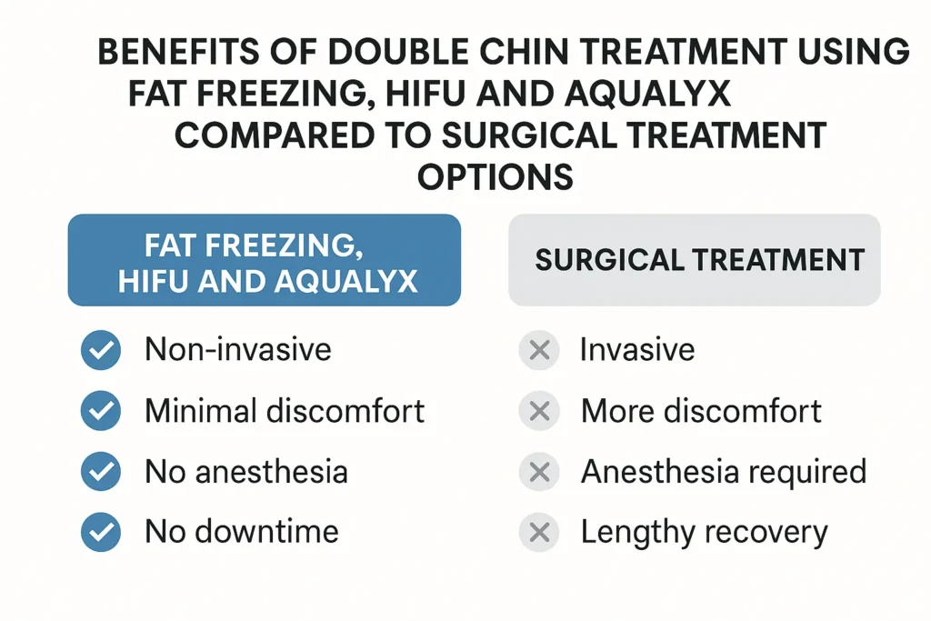 Graphic about the benefits of double chin treatment Upper Edmonton - from LA LIPO