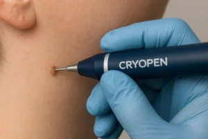 Person receiving skin tag removal Upper Edmonton