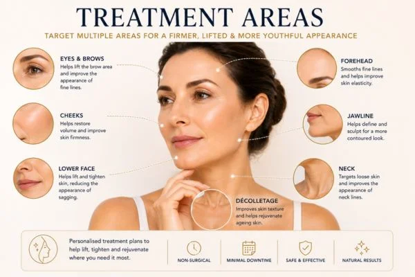 Areas of treatment for the ultimate lift tighten treatment Upper Edmonton
